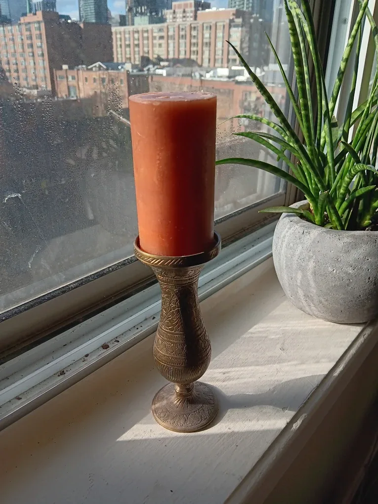 Candle with Brass Candle Holder
