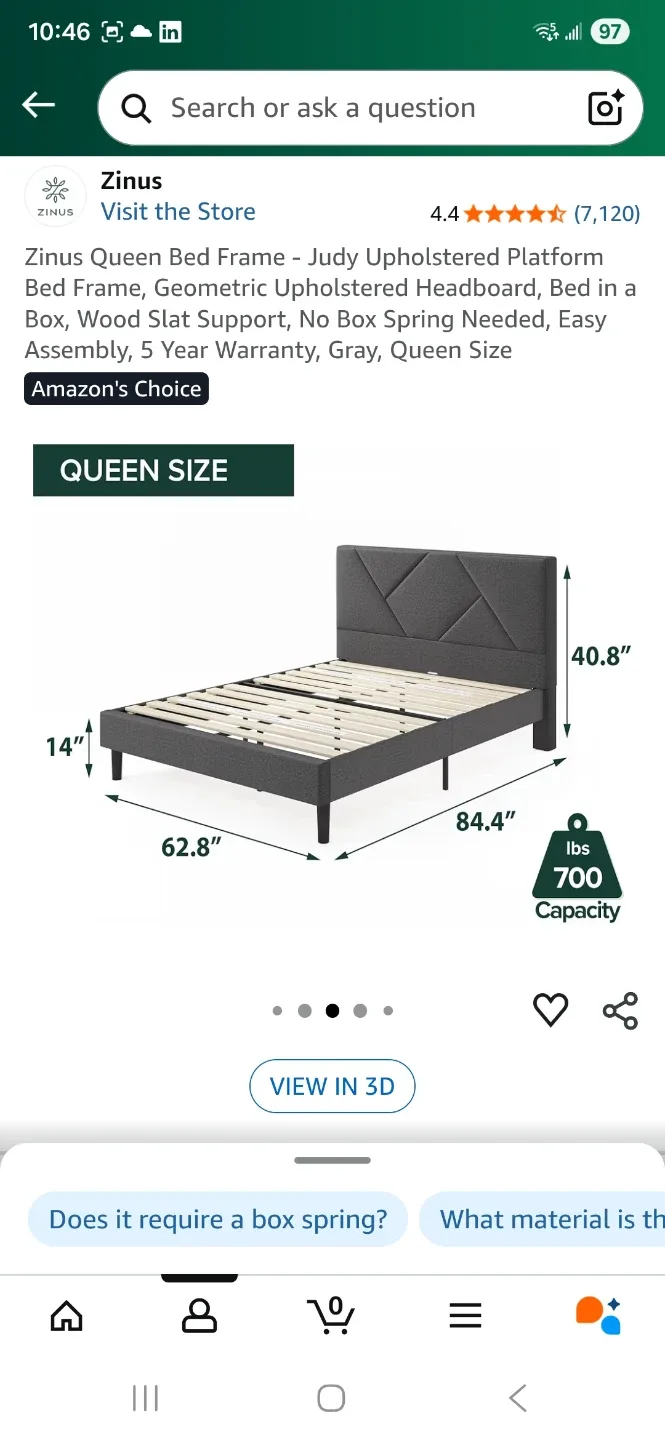 Queen Bed Frame - Gray ( MOVING SALE) image indicator(3)