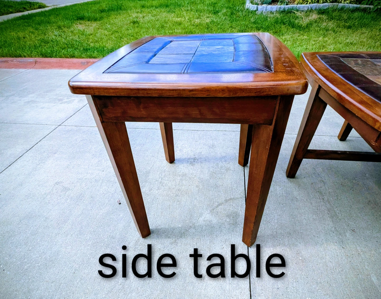 Wood and Leather Coffee Table Set - photo 4