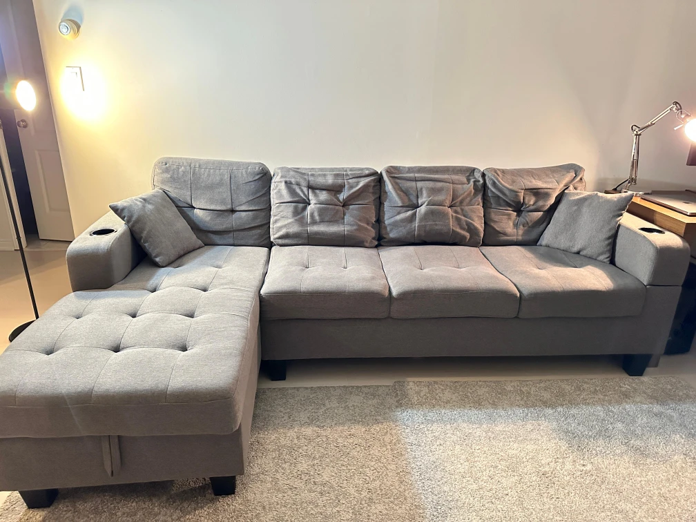 Grey Sectional Sofa with Ottoman