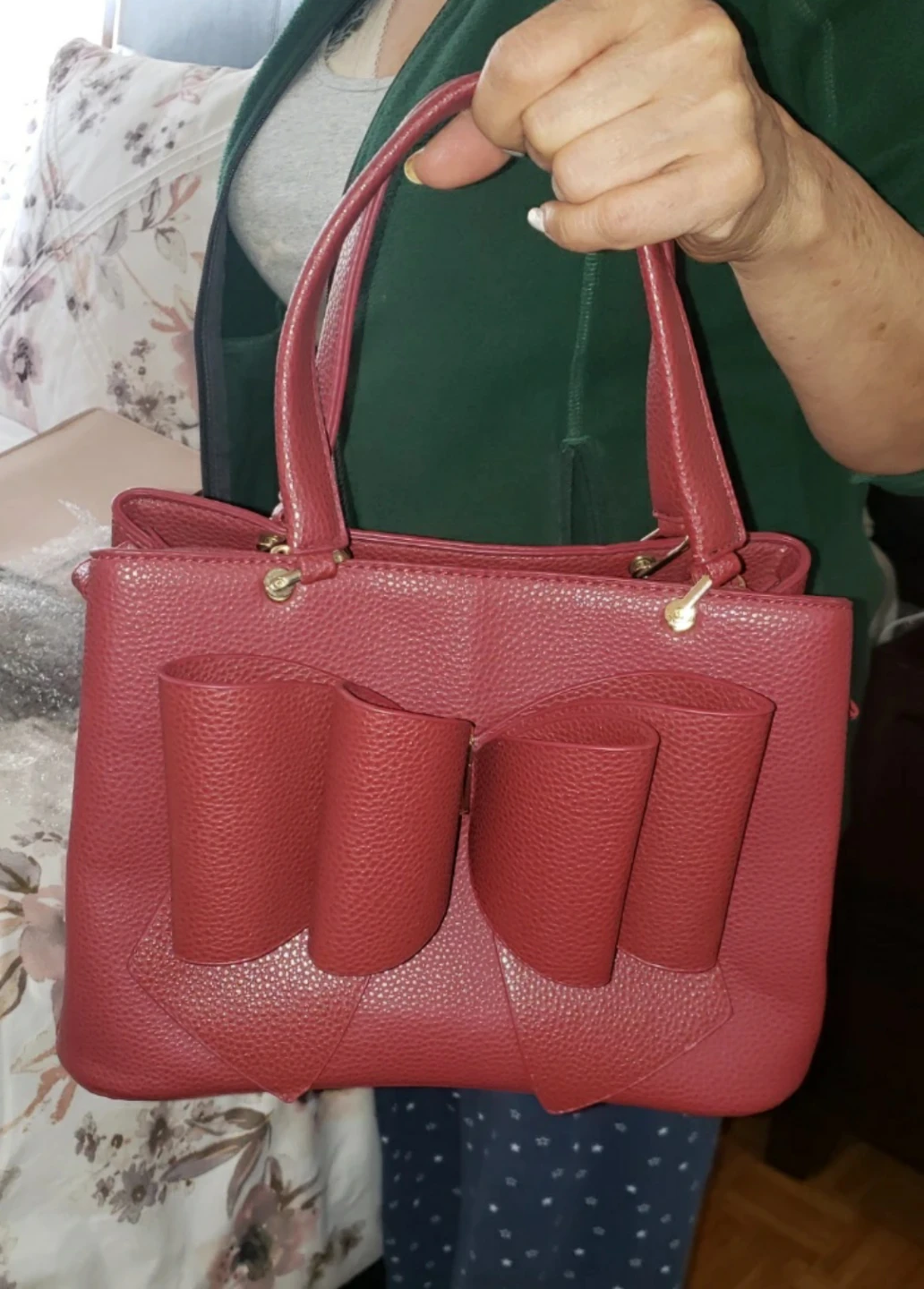 Red Tote Bag with Bow Detail