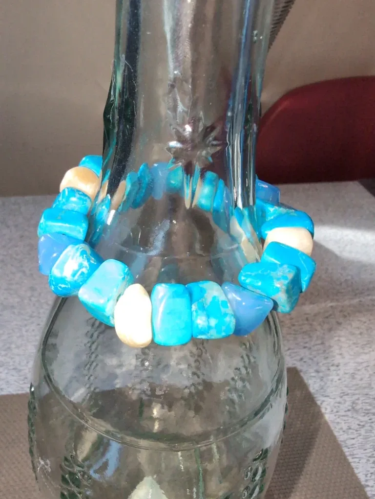 Turquoise & Cream Stone Bracelet