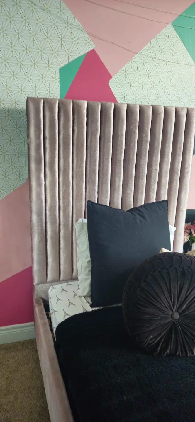 Pink Velvet Single Bed Frame image indicator(2)