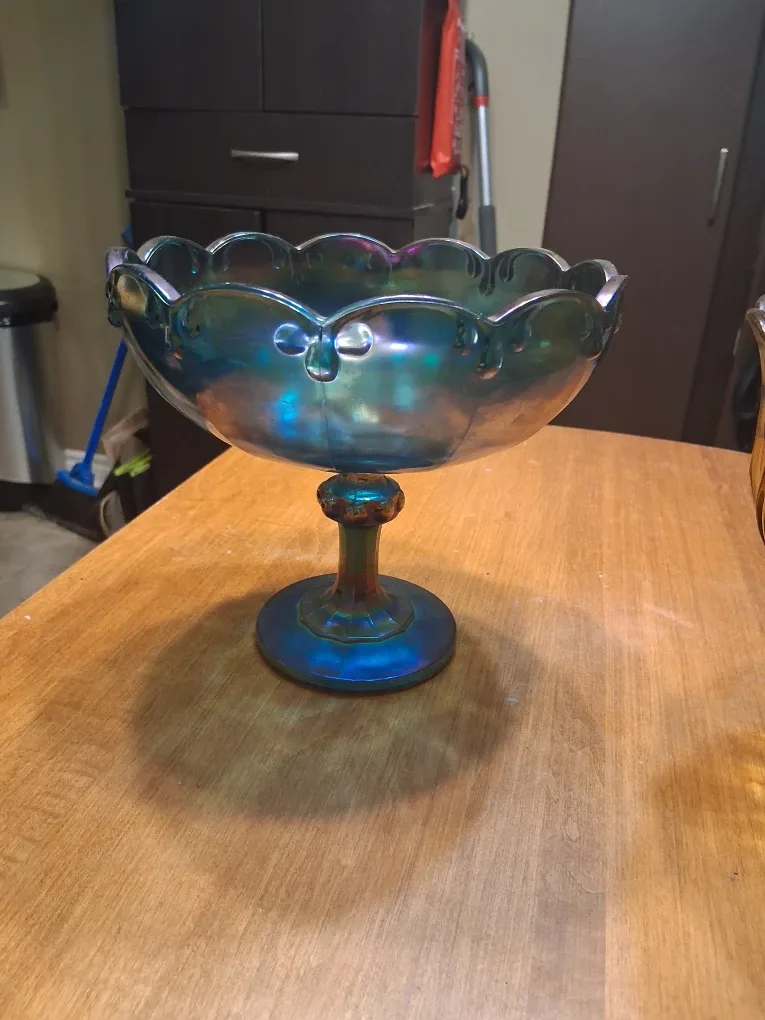 Vintage Carnival Glass Compote Bowl