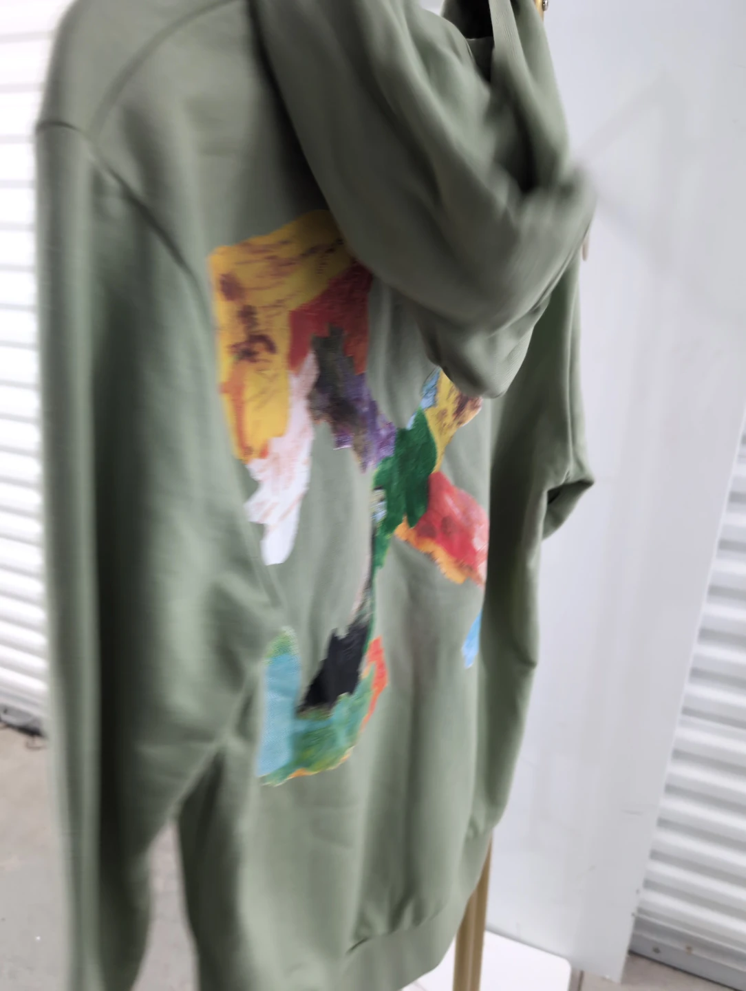 Off-White Olive Green Zip-Up Hoodie - Size M