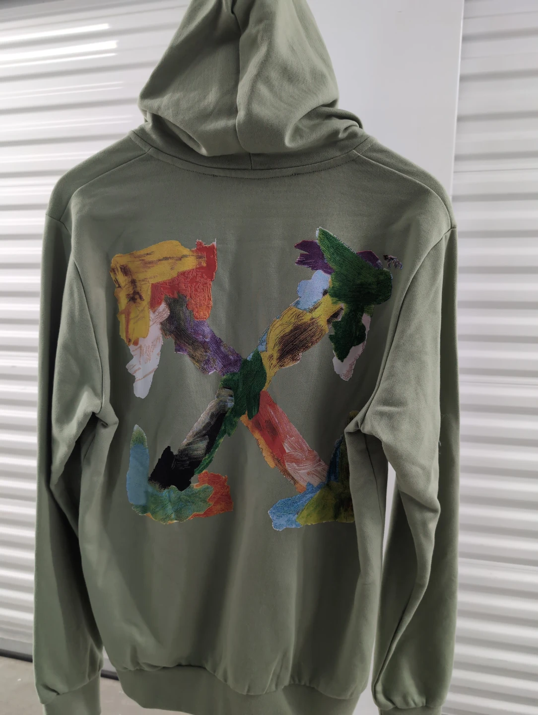 Off-White Olive Green Zip-Up Hoodie - Size M - photo 2