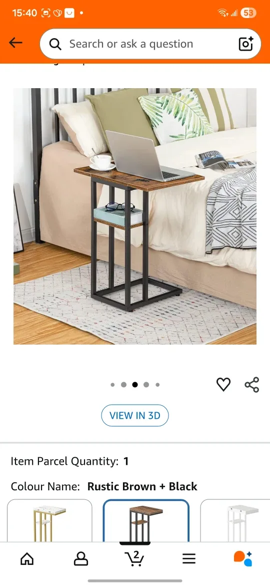 HOOBRO Foldable End Table - Rustic Brown & Black image indicator(5)