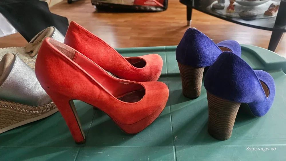 Orange & Blue Suede Heels image indicator(4)