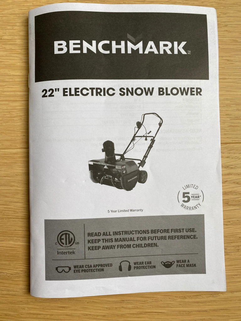 Benchmark 22" Electric Snow Blower - Like New! - photo 2