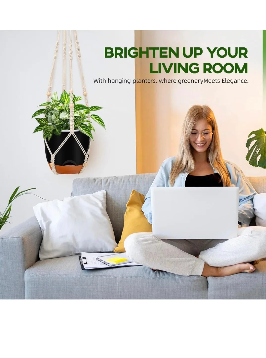 Hanging Planter Pot with Rope image indicator(3)