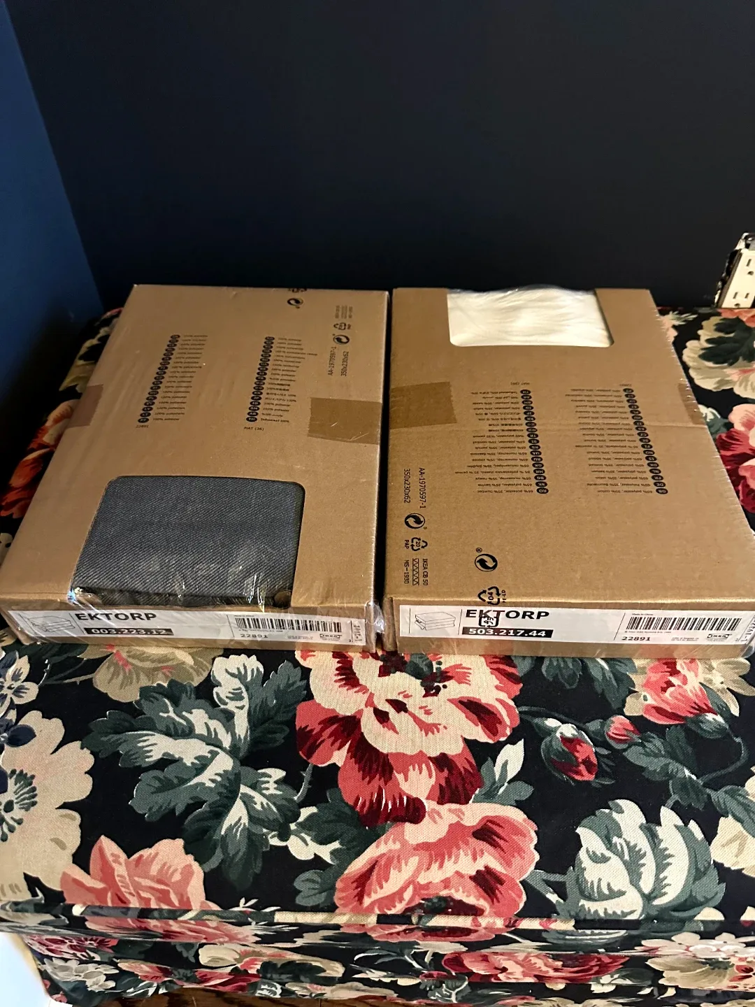 Floral Ottoman Only + new 1 white & 1 grey covers included image indicator(3)