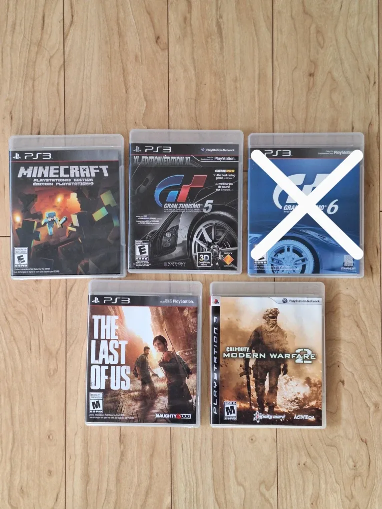 PS3 Games: Sonic, Last of Us, Minecraft, Gran Turismo