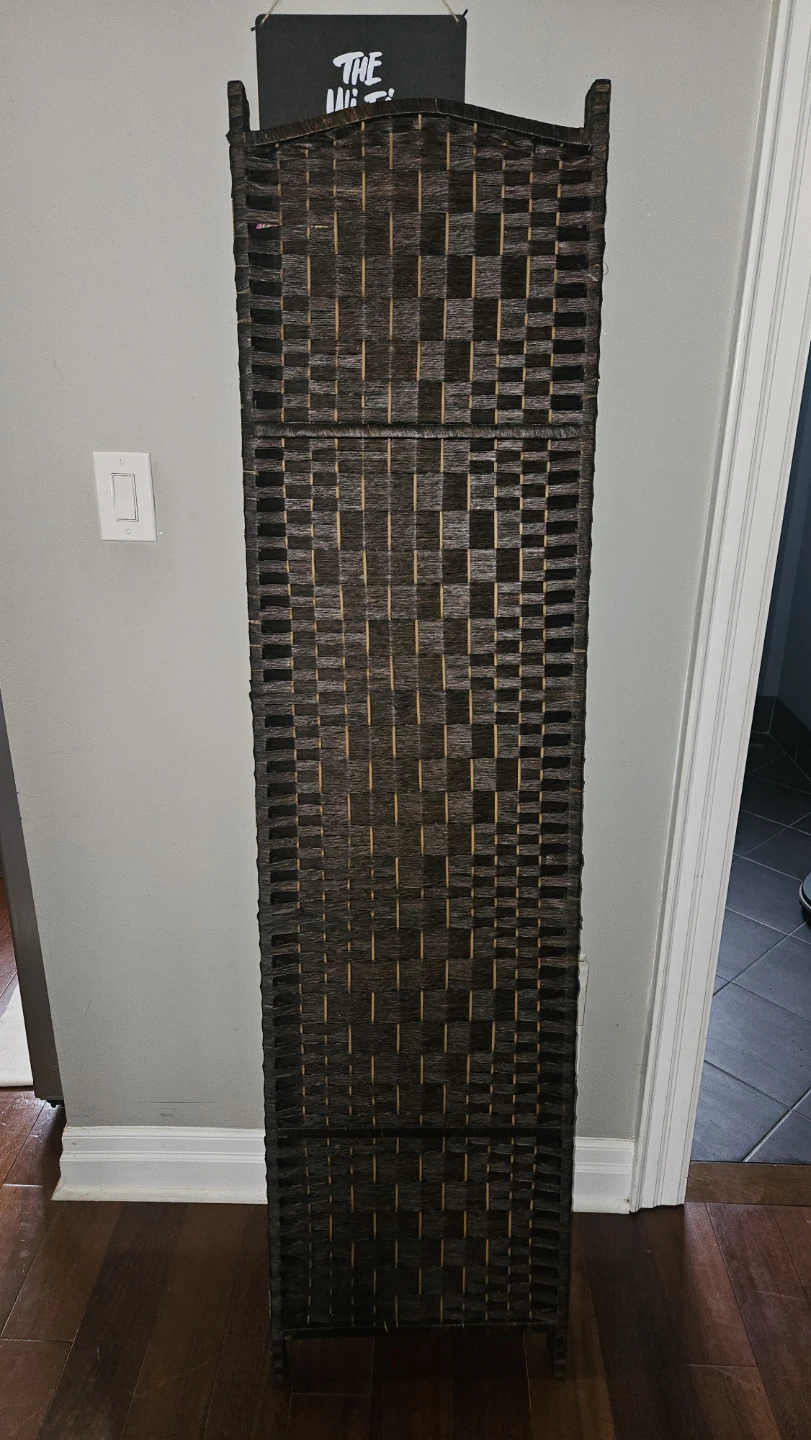 Woven Brown Room Divider - 3 Panel Screen