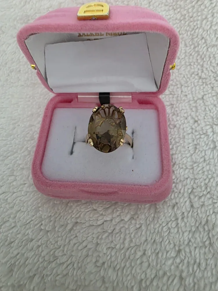 Vintage 10ct Gold Smokey Quartz Cocktail Ring - Size O