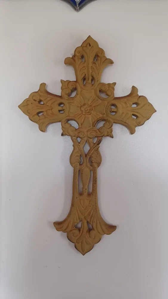 Vintage cast iron metal cross image indicator(2)