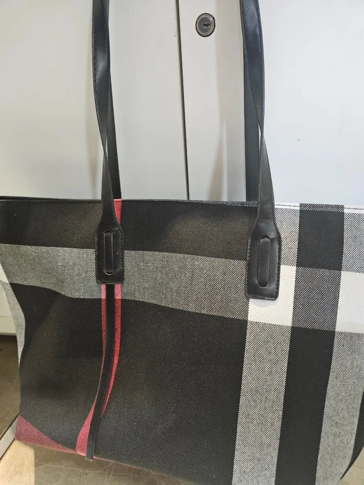 Burberry Plaid Tote Bag image indicator(2)