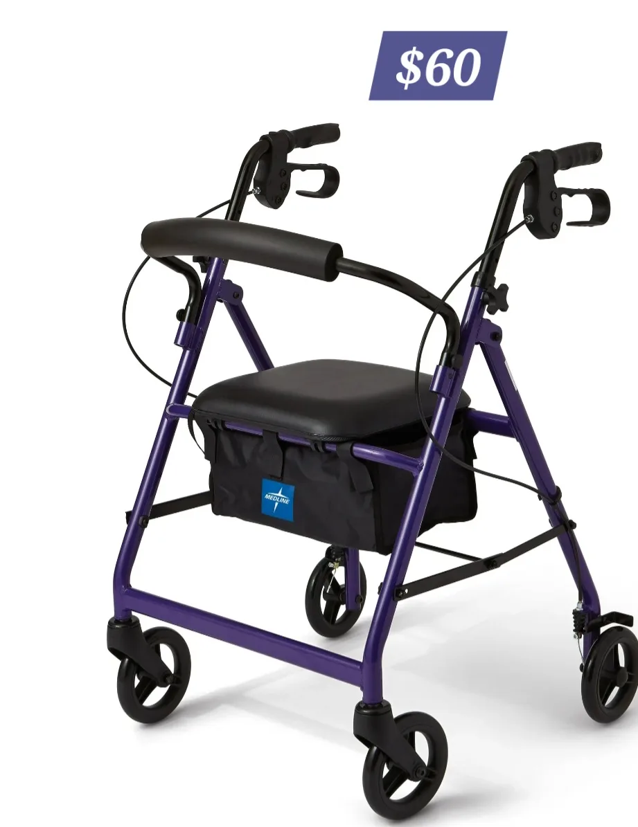 Medline Purple Rollator Walker with Seat