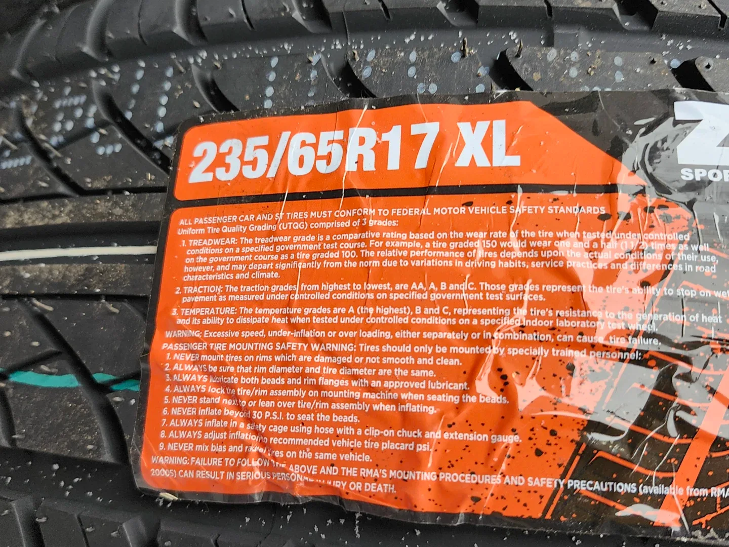 Set of 4 Zeetex ZT6000 Tires 235/65R17 XL - NEW image indicator(6)