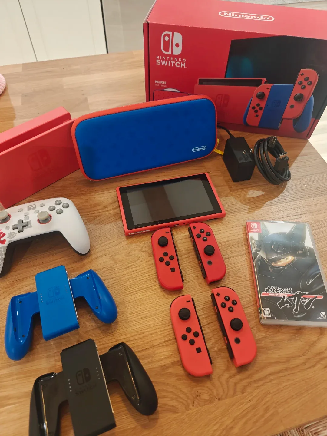 Nintendo Switch Mario Edition with 2 Extra Controllers & 1 game image indicator(2)