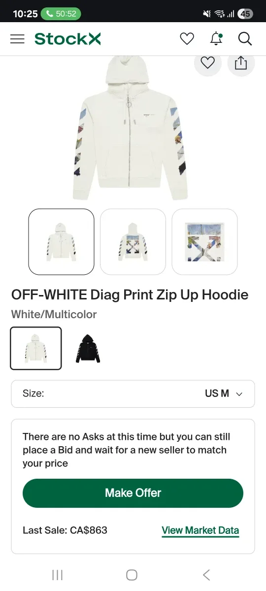 Off white diag zip up hoodie image indicator(6)