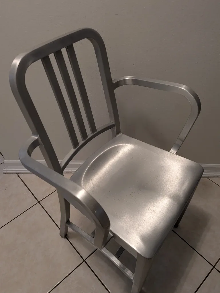 Emeco 1006 Navy Arm Chair - Brushed Aluminum image indicator(9)