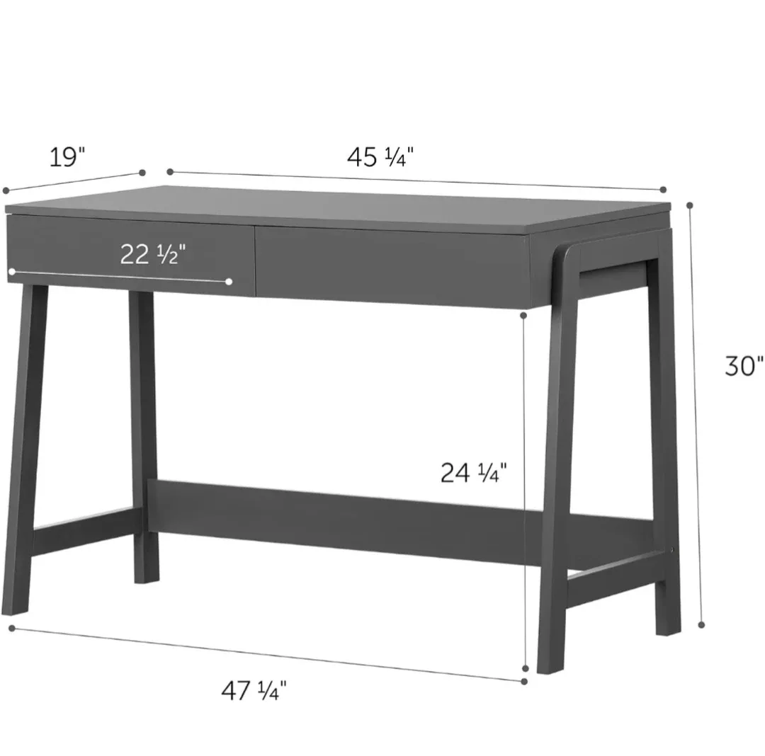 Grey Desk with Drawers - 45" Wide