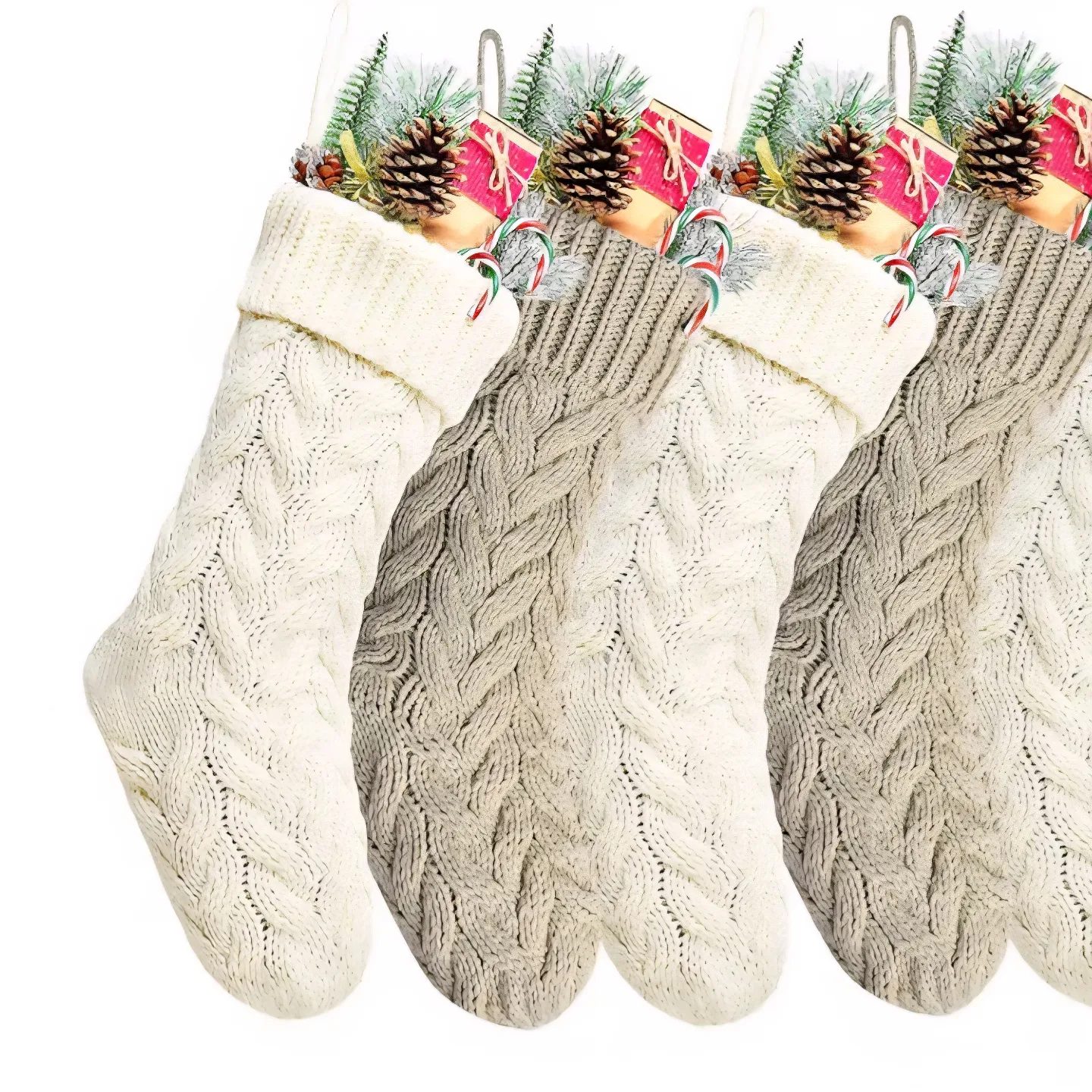 18" Knit Christmas Stockings, Set of 4 thumbnail