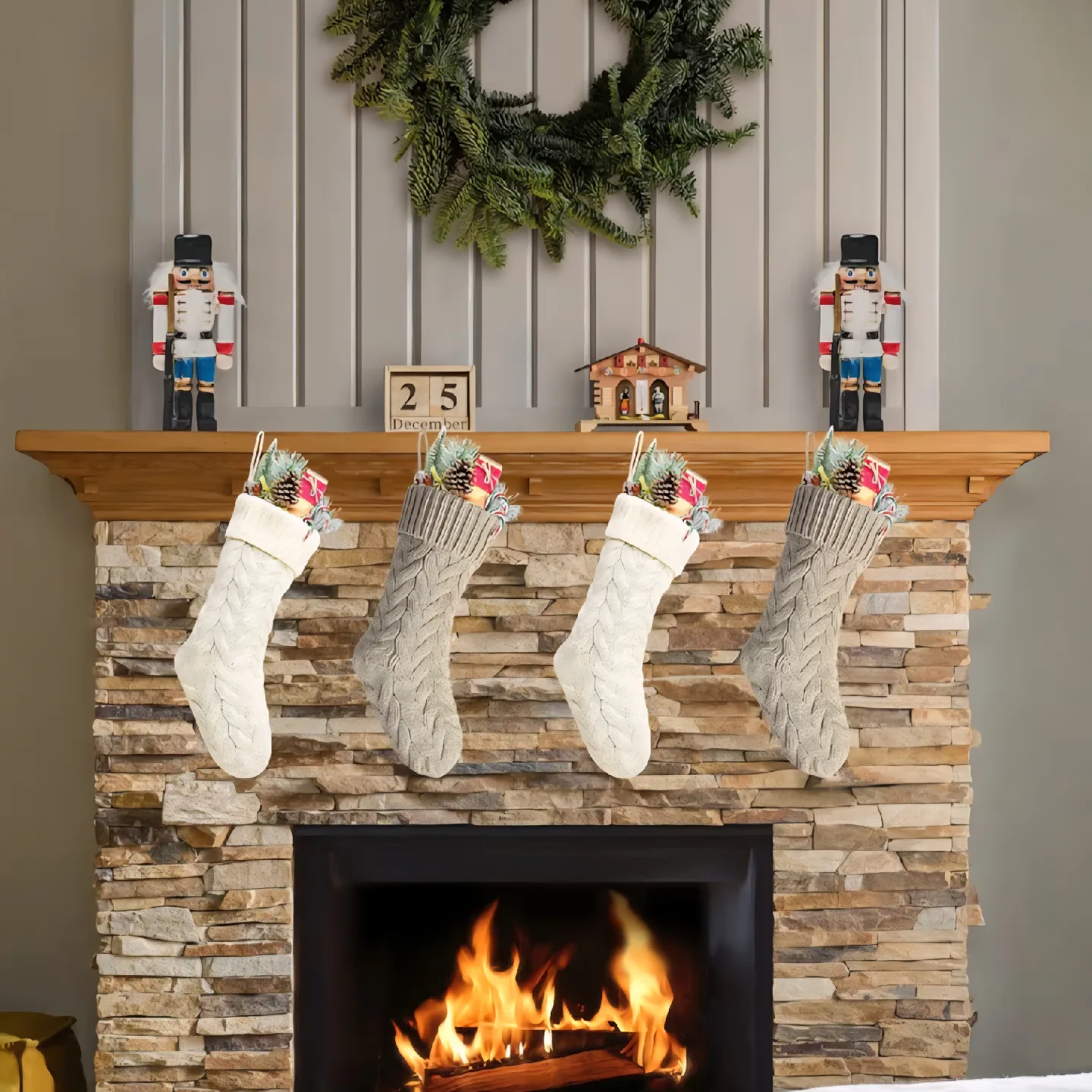 18" Knit Christmas Stockings, Set of 4 image indicator(2)