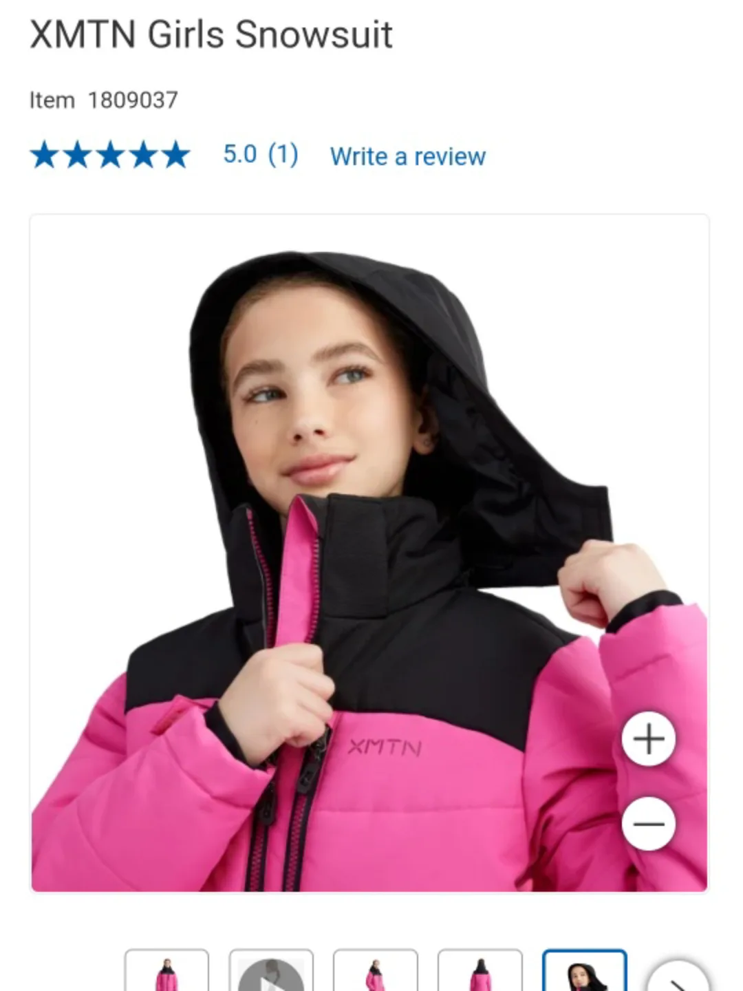 XMTN Girls waterproof snow suit pink black image indicator(1)