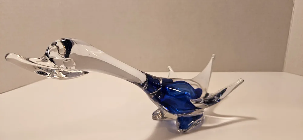 Blue & Clear Glass Duck Figurine image indicator(4)