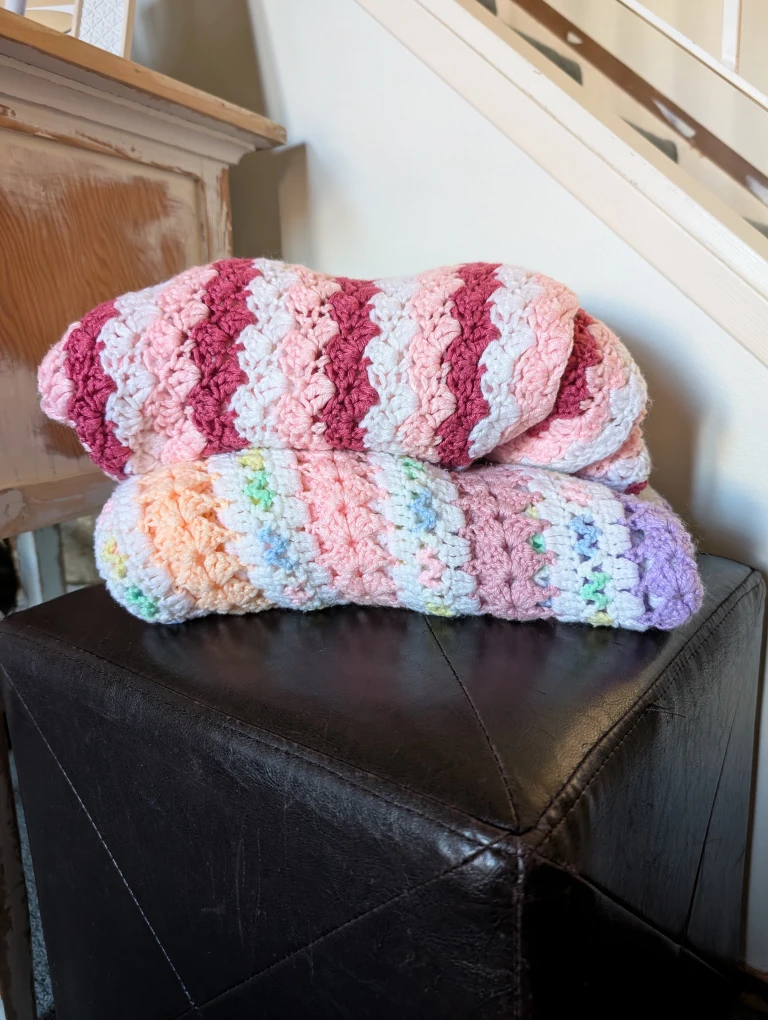 Handmade Crochet Baby Blankets - Pastel & Pink