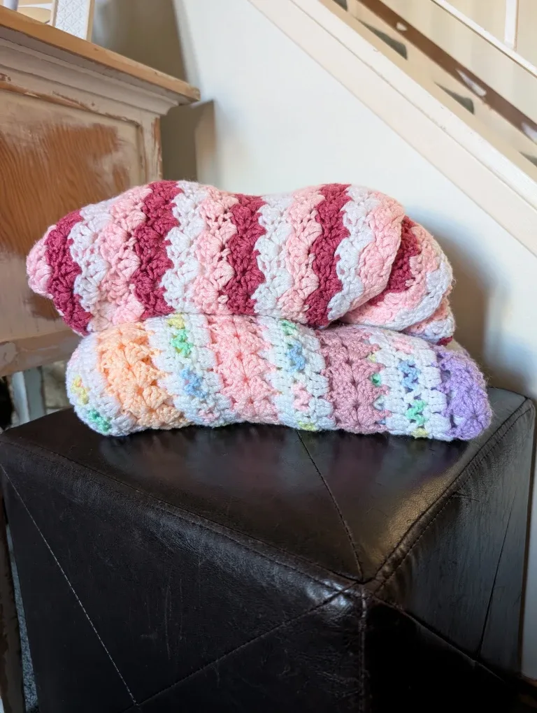 Handmade Crochet Baby Blankets - Pastel & Pink