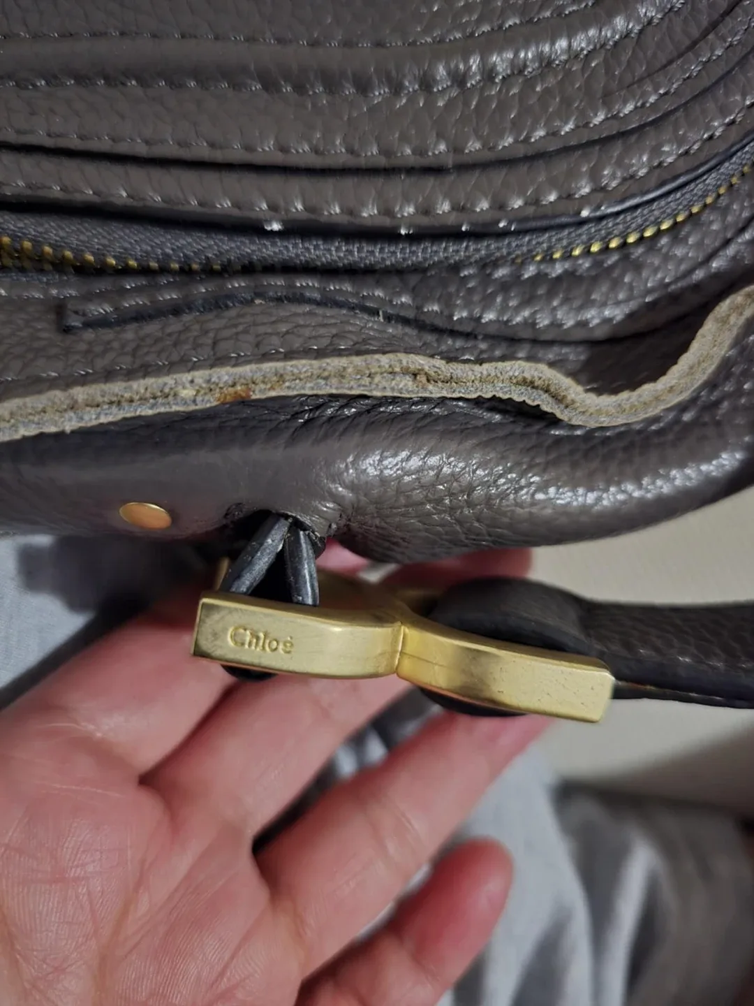 Chloé Marcie Grey Leather Crossbody Bag image indicator(6)