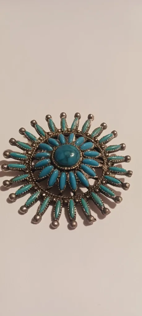Beautiful Turquoise Stone Brooch image indicator(4)