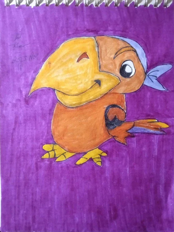 Orange Parrot Drawing Illustration by Custom Artist Sherwin image indicator(3)