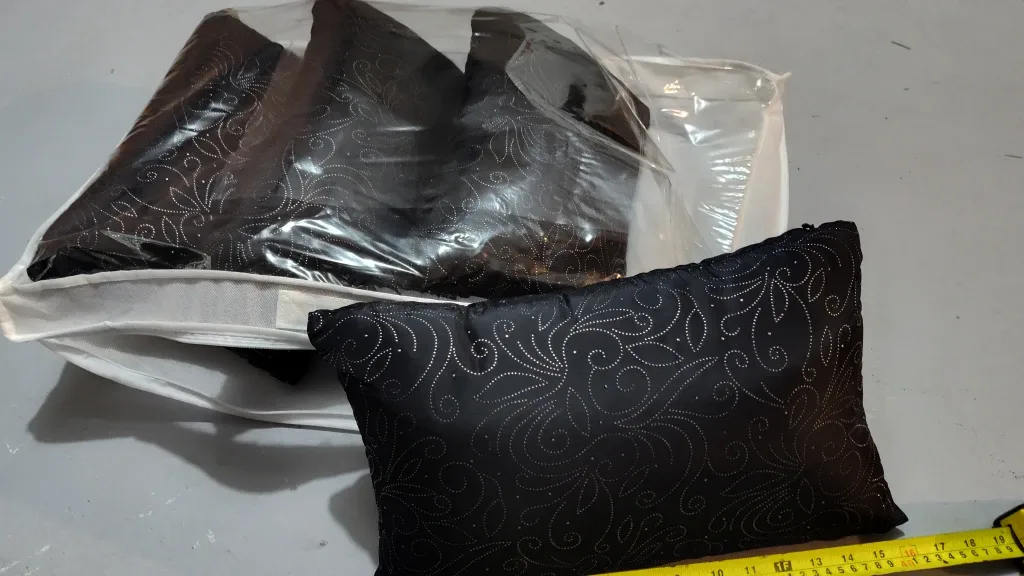 4 Gorgeous Black Decorative Pillow with Silver Pattern