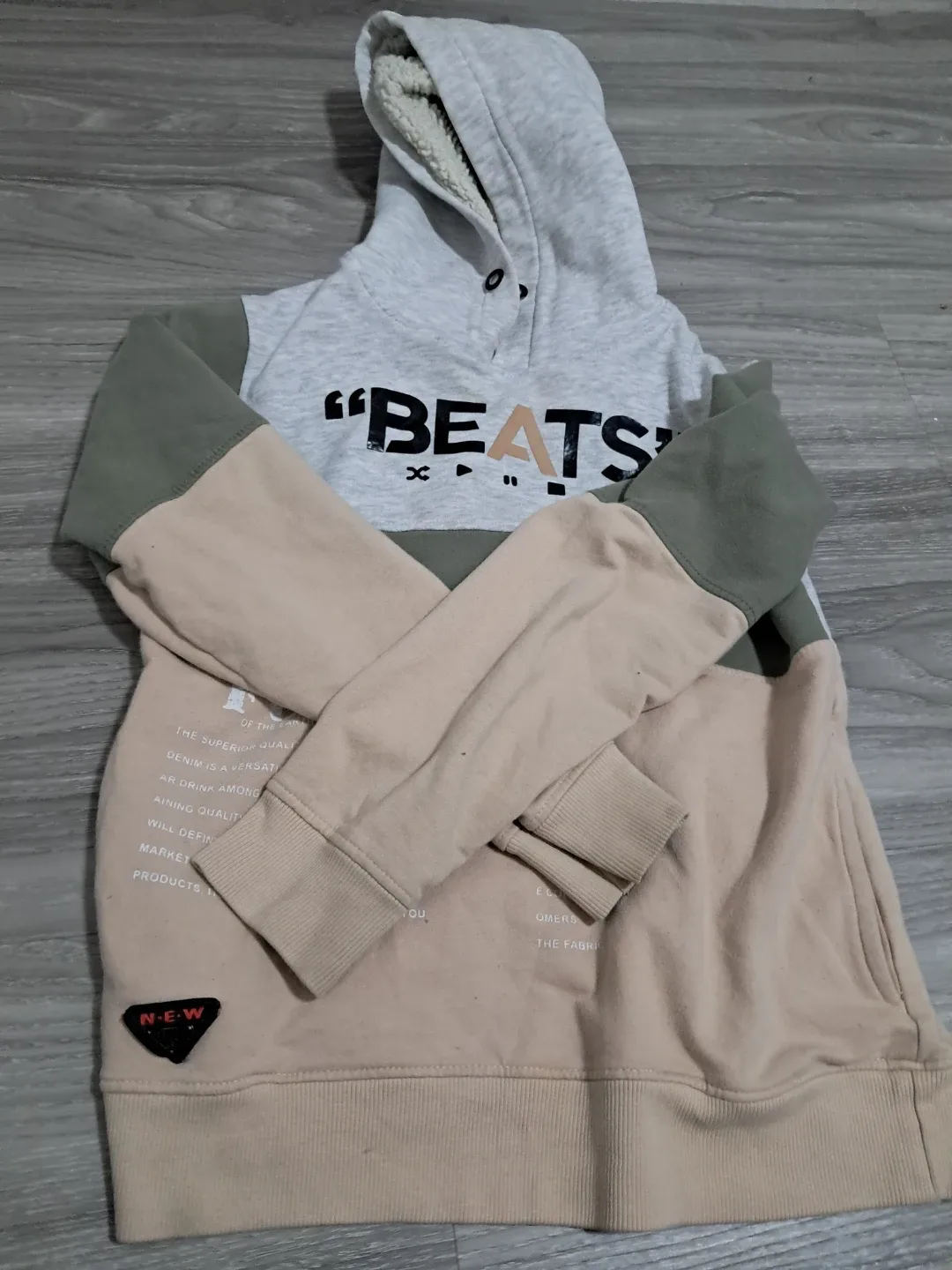 Beats Hoodie - Beige, Grey & Green thumbnail