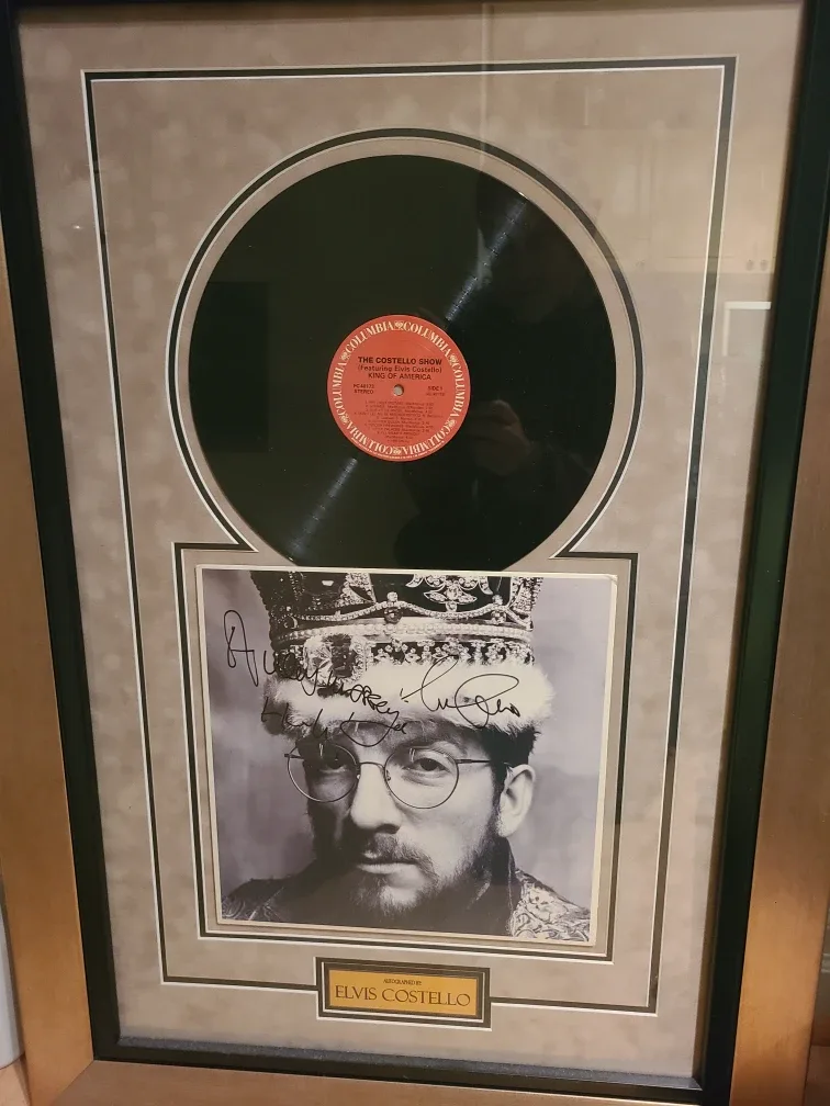 Framed Elvis Costello 'King of America' Autographed Record