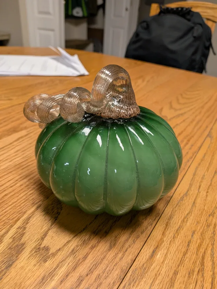 Green Glass Pumpkin Decor