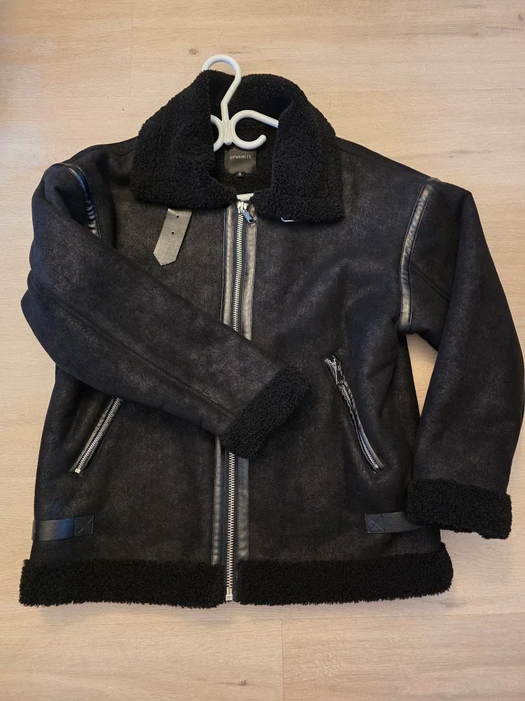 Dynamite Black Faux Leather Aviator Jacket