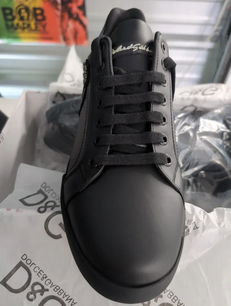 Dolce & Gabbana Black Leather Sneakers