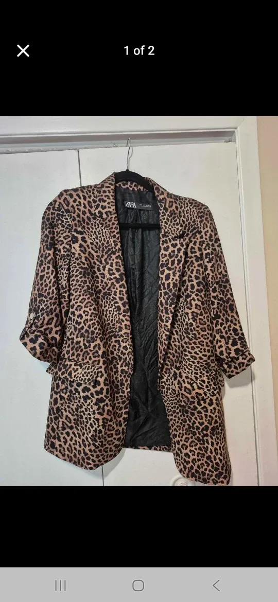 Zara Leopard Print Blazer - Size S