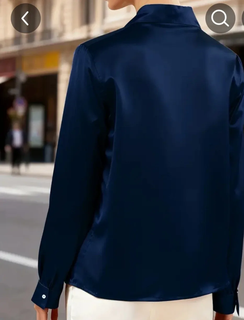 Navy Blue Satin Blouse image indicator(2)
