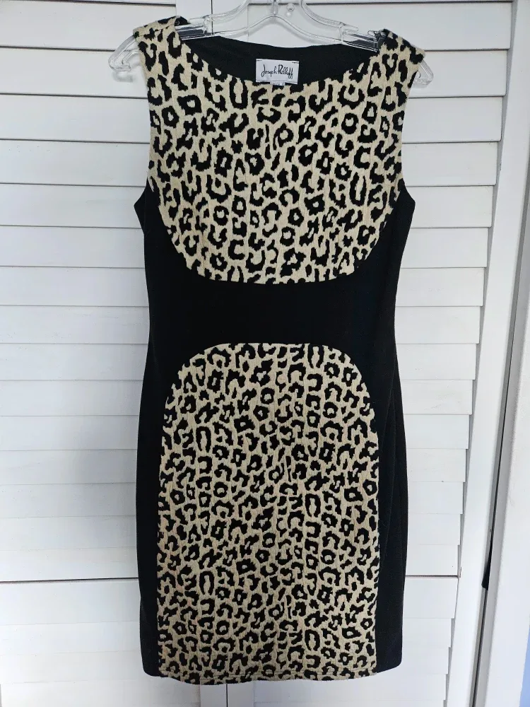 Joseph Ribkoff Dress - Size 12, Black & Leopard Print