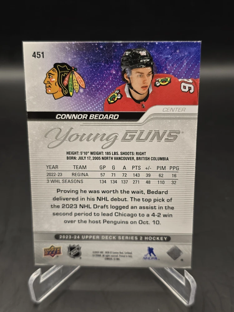 Connor Bedard Young Guns Hockey Card - photo 2
