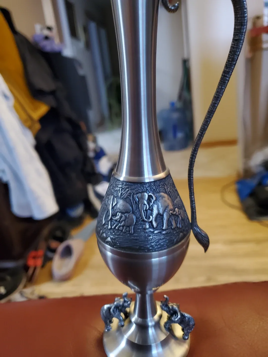 Pewter Pitcher with Elephant Design