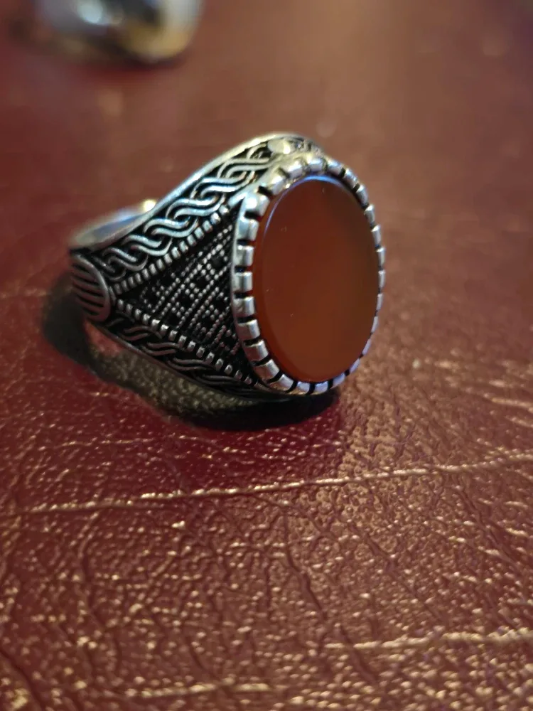 natural agate stone with 925 Silver Rings image indicator(7)