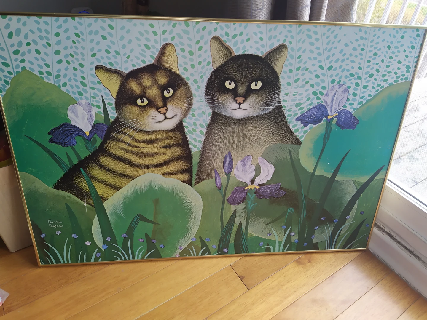 Cat & Iris Framed Print by Christine Chazeaux