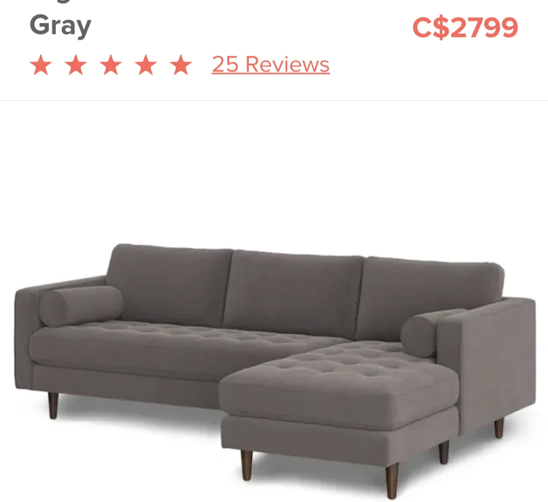 Brand New Assembled Article Sven Sectional Sofa - Gray - photo 2