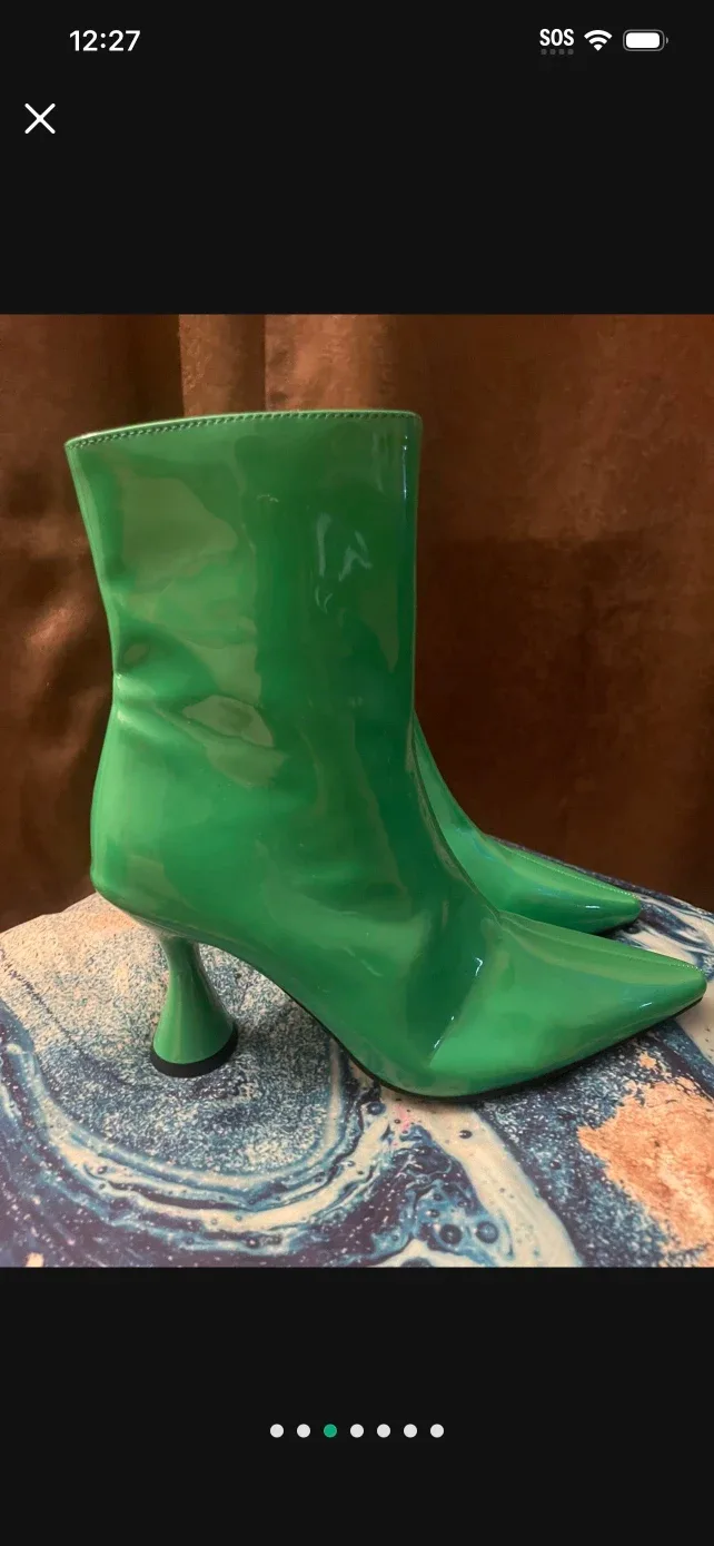 Green Pointed-Toe Ankle Boots